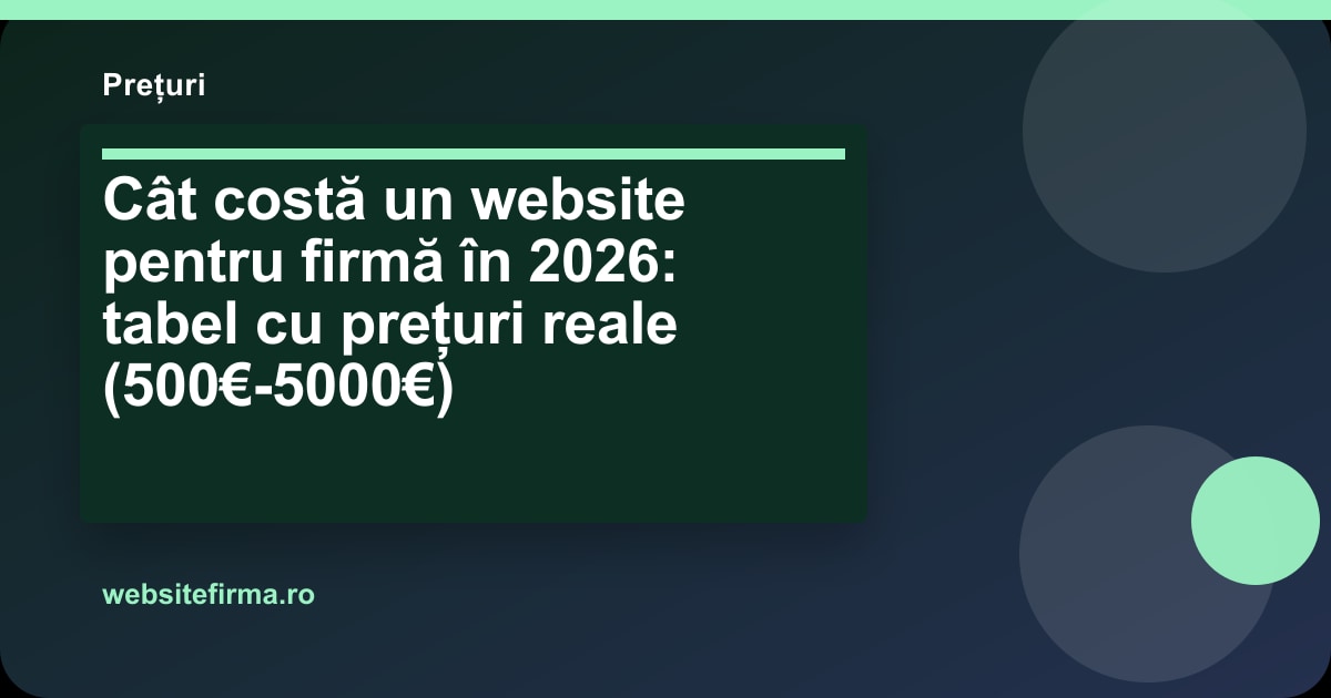 Cât costă un website pentru firmă în 2026: tabel cu prețuri reale (500€-5000€)