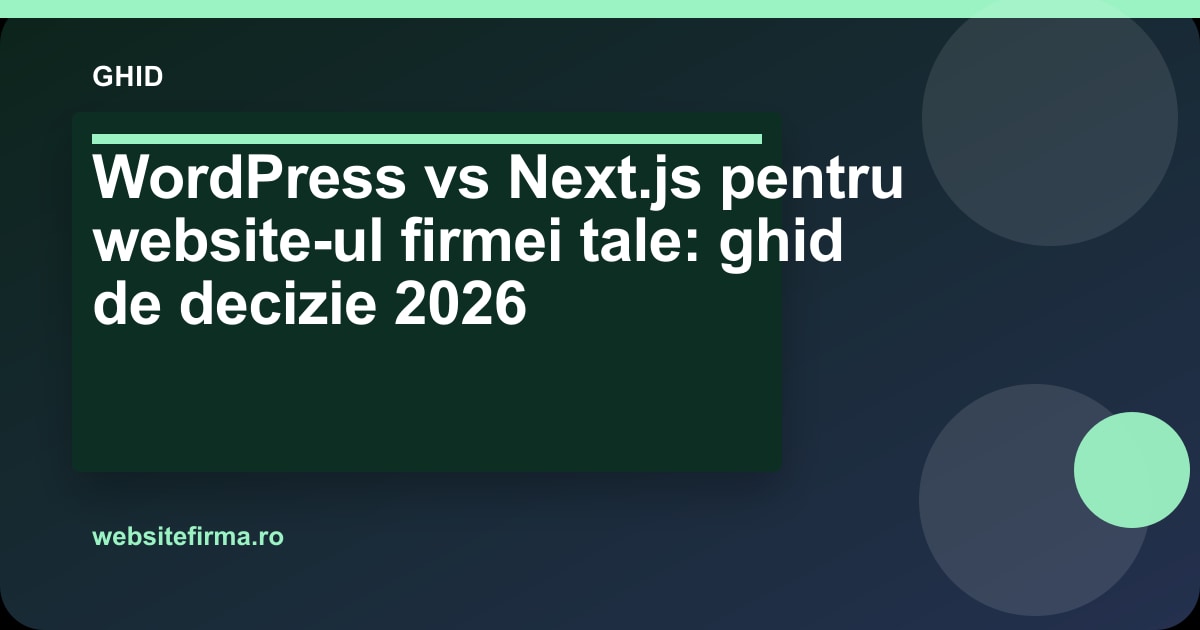 WordPress vs Next.js pentru website-ul firmei tale: ghid de decizie 2026